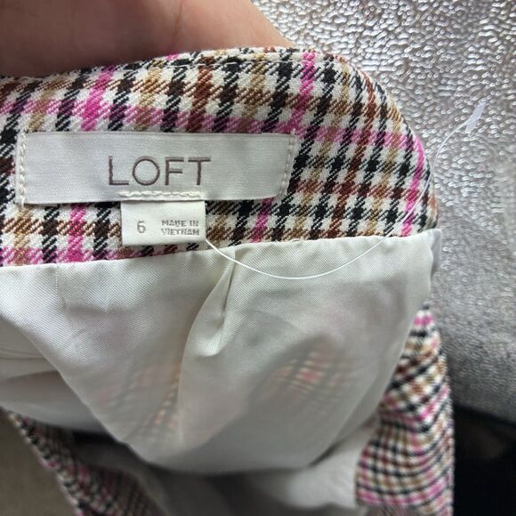 LOFT Plaid School Girl Skirt Woman’s Sz 6 Small Pink Preppy Academia Clueless - Picture 6 of 8